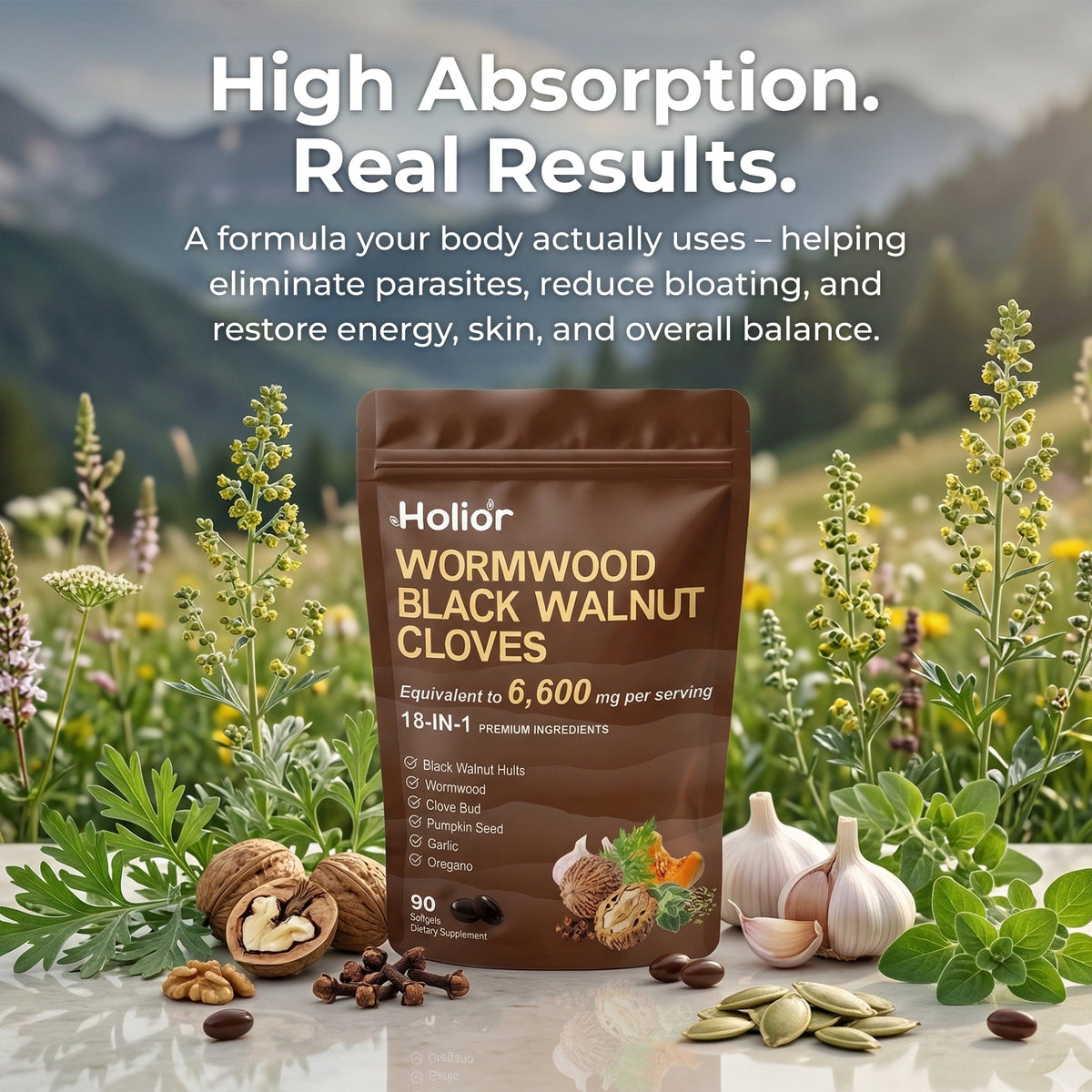 Holior Wormwood Black Walnut Pumpkin Seed & Clove Softgels